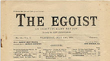 The top half of a yellowed page of a periodical entitled "The Egoist" with "An Individualist Review" as the subtitle and "Formerly the New Freewoman" underneath the subtitle.