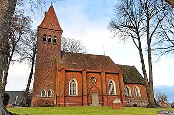 Flögeln, Lkr. Cux­haven, nur Chor (um 1500) gotisch, Schiff 1852/53, Turm 1905