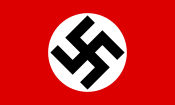 Flag of the Nazi Party (National Socialist German Workers' Party, NSDAP), bearing the swastika, the premier symbol of Nazism which remains strongly associated with it in the Western world.
