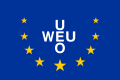 Flagge der Westeuropäischen Union (WEU) bis 1993 nach Beitritten Deutschlands und Italiens 1954 sowie Spaniens und Portugals 1990