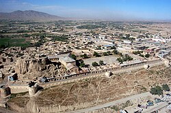 Aerial view of a fort in Gardez, the capital of Paktia province