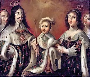 Louis XIII, Anne of Austria, and their son Louis XIV; the church commemorates his birth.