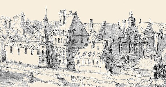 The Hôtel de Nevers in 1620 (detail from a view of Paris by architect Étienne Martellange)