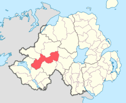 Location of Omagh East, County Tyrone, Northern Ireland.