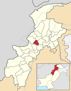 Karte von Pakistan, Position von Distrikt Charsadda hervorgehoben