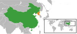 Lage von Volksrepublik China und Nordkorea