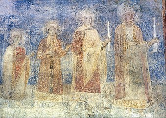 Princely group portrait. South wall of the nave, c. 1000.