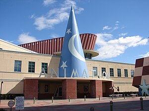 The Roy E. Disney Animation Building in Burbank, California, by Robert A. M. Stern, completed 1995