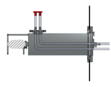 Cutaway view of a liquid beta transfer container