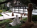 Sculpture of Zen masterTaisen Deshimaru in the Zen garden of the temple Kosan Ryumonji. Kosan Ryumon-Ji in Weiterswiller in France