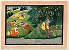 Kangra painting, c. 1775, Krishna plays his flute to the gopis