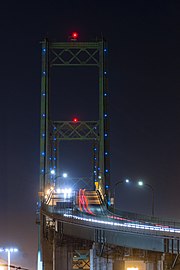 Nighttime view of the Vincent Thomas Bridge