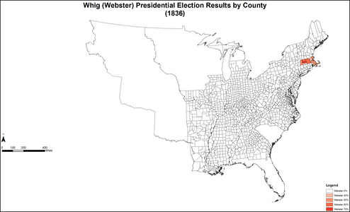 Map of Webster Whig presidential election results by county