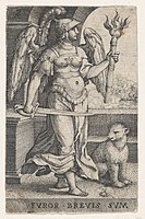 Georg Pencz, Wrath (Ira), from a set of The Seven Vices, 8.4 × 5.4 cm