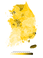 Sim Sang-jung (Justice Party)'s vote share by municipalities