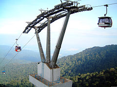 Inclined aerial lift pylon on Genting Skyway