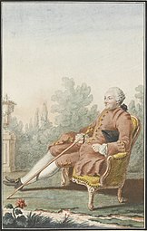 Paul-Henri Thiry, Baron d'Holbach by Louis Carmontelle. Pink was worn regardless of gender.
