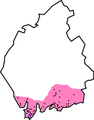 Image 55Approximate extent of Domesday coverage : the district of Hougun, if indeed it was a district, may have covered the three peninsulas at the left of the pink area (from History of Cumbria)