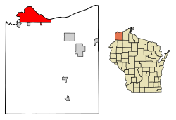 Location of the city of Superior in Douglas County, Wisconsin