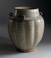 Fluted Jar (Quan) with Loops on Shoulder, Northern Song dynasty, 960-1127, the brown from added iron oxides