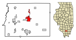 Location of Benton in Franklin County, Illinois.