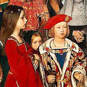 Detail of Margaret, Henry VIII, and Princess Mary being visited by Erasmus, dated c. 1910, by Frank Cadogan Cowper