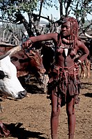 Himba girl tending cattle