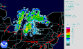 Lake effect snow – weather radar information is usually shown using a heat map.