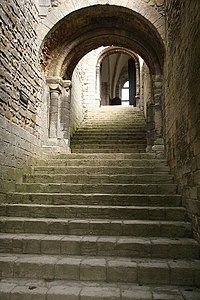 The stairs of Castle Rising keep, England.