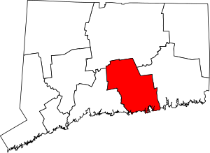 Map of Connecticut highlighting Lower Connecticut River Valley Planning Region