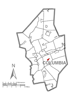 Location of Mainville in Columbia County, Pennsylvania