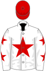 White, red star, white sleeves, red stars, red cap