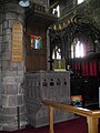Stone pulpit, 1890, part of a substantial restoration and refurbishment which began in 1881.