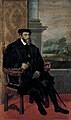 Portrait of Charles V, Holy Roman Emperor, seated (1500–1558), formerly attributed to Titian (Alte Pinakothek, Munich) - original colors.jpg
