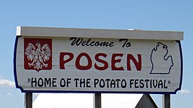 Welcome sign for the village of Posen