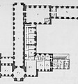The Louvre's first floor in 1756 (Blondel plan) showing the Salon Carré (marked "T"), with the Escalier de l'Infante in its northwestern corner