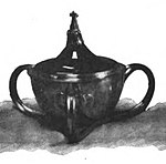 Black and white photograph of a loving cup