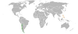 Map indicating locations of Chile and Philippines