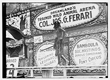 Dreamland's Trained Wild Animal Arena with Colonel Joseph Giacomo Ferari in 1911