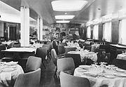 The first-class dining room on board Andrea Doria