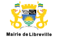 One of the two versions of the flag of Libreville, with text.