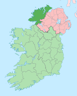 Location in Ireland, indicated in darker green