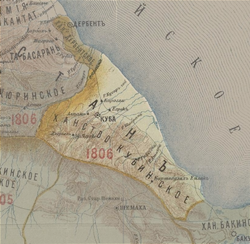 Map of Quba Khanate in 1806 (according to a 1902 Russian map)