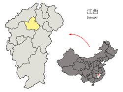 Location of Nanchang City (yellow) within Jiangxi Province