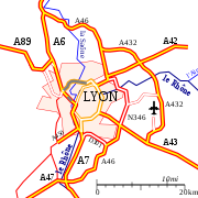 Network of highways around Lyon