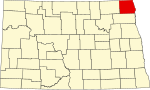 State map highlighting Pembina County
