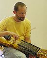 Marco Ambrosini at Burg Fürsteneck, Germany, playing a nyckelharpa built by Annette Osann