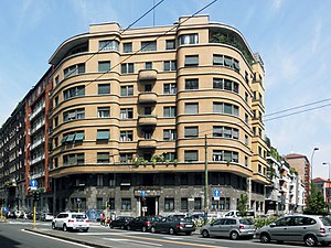 Typical Italian rationalist architecture, common style for residential buildings realized during the Fascist Regime