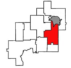 Location of Nickel Centre within Greater Sudbury.