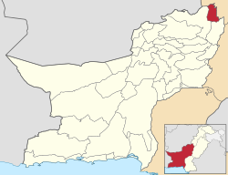 Karte von Pakistan, Position von Distrikt Sherani hervorgehoben